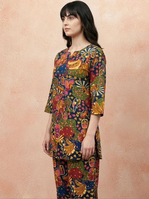 all about you Printed Round Neck Tunic & Trousers Co-Ords - Image 7