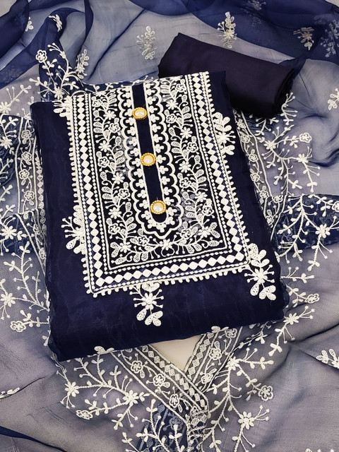 Dhaaga Ghar Embroidered Organza Unstitched Dress Material