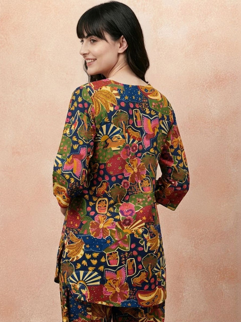 all about you Printed Round Neck Tunic & Trousers Co-Ords - Image 4