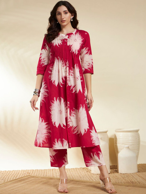 SINGNI Printed Pure Cotton Top With Palazzos Co-Ords - Image 3