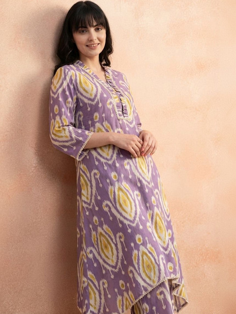 all about you Printed V-Neck Tunic & Trousers Co-Ords - Image 5