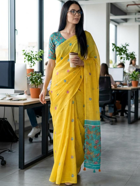 STYLE MODA Floral Handloom Saree