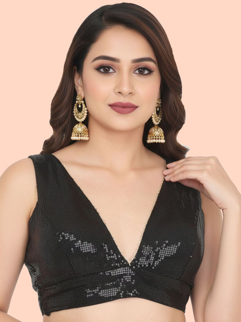 Reifica Embellished V-Neck Sleeveless Saree Blouse