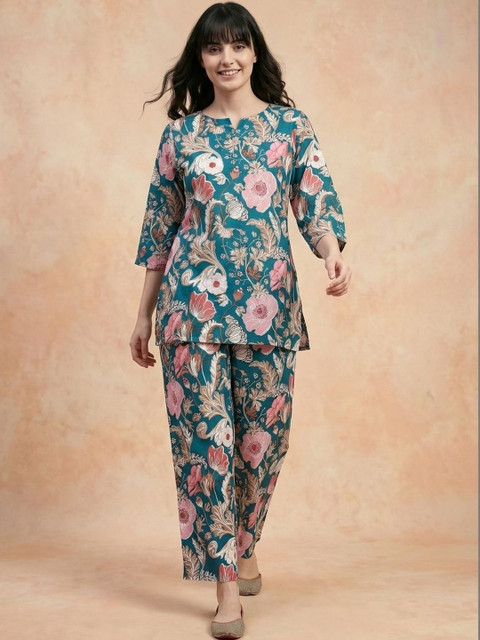 all about you Printed Round Neck Tunic & Trousers Co-Ords