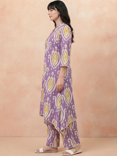 all about you Printed V-Neck Tunic & Trousers Co-Ords - Image 3