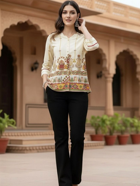 SAICHA Ethnic Motifs Printed Pure Cotton Kurti