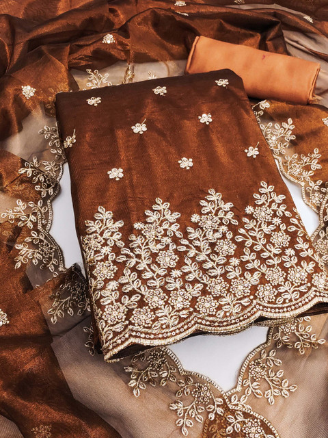 Dhaaga Ghar Embroidered Organza Unstitched Dress Material