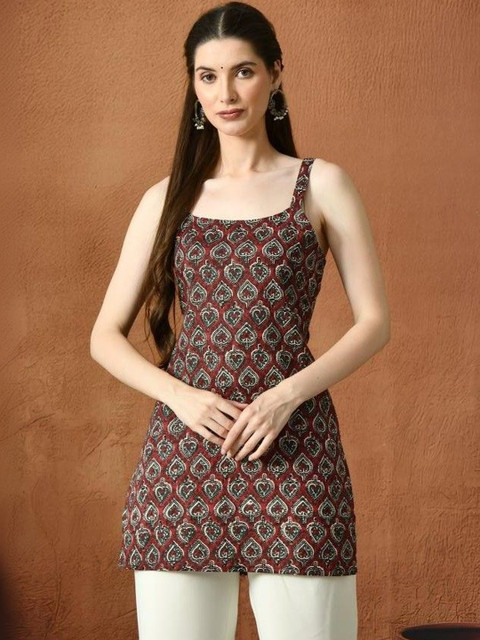 Anouk Mirage Ethnic Motifs Printed Square Neck Pure Cotton Kurti
