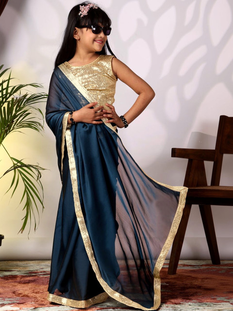 LOOKS AND LIKES Poly Chiffon Saree