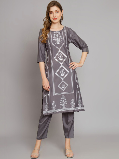 JANKHANA Women Ethnic Motifs Printed Regular Kurta with Trousers