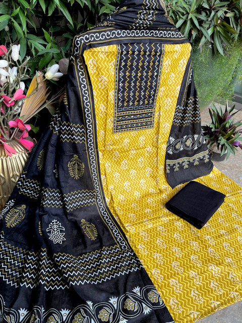 SALWAR STUDIO Printed Pure Cotton Unstitched Dress Material - Image 3