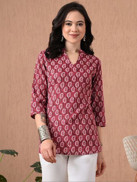 Anouk Mirage Ethnic Motifs Printed V-Neck Pure Cotton Kurti