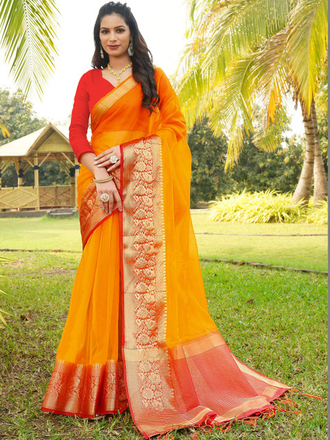 KOTHARI SST Woven Design Zari Organza Heavy Work Patola Saree