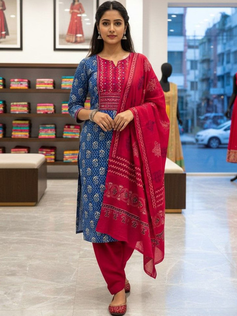 SALWAR STUDIO Printed Pure Cotton Unstitched Dress Material