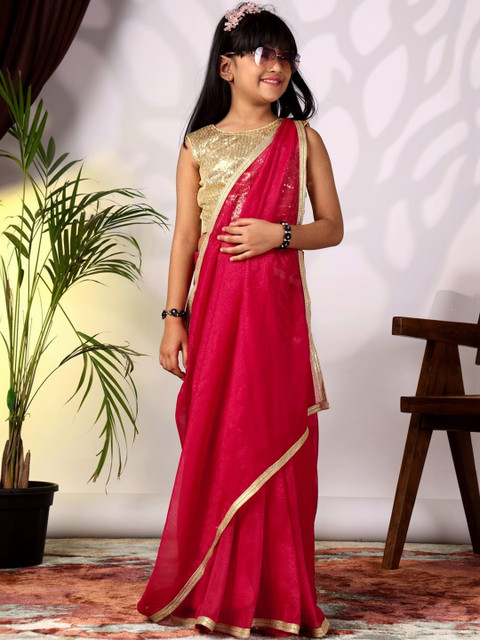 LOOKS AND LIKES Poly Chiffon Saree