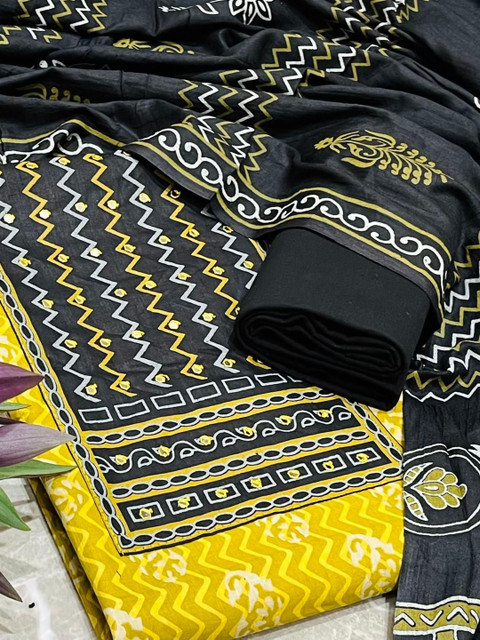 SALWAR STUDIO Printed Pure Cotton Unstitched Dress Material - Image 4