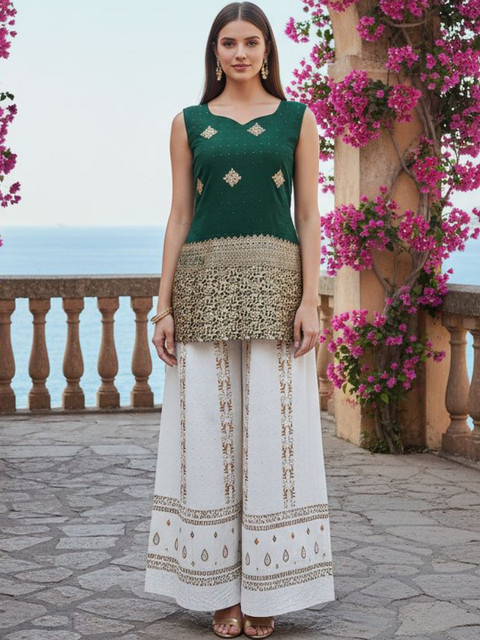 Anouk Rustic Ethnic Motifs Embroidered Boat Neck Kurti