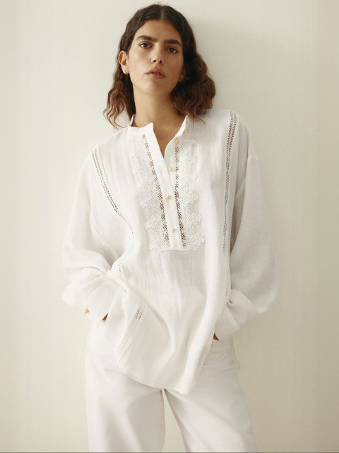 H&M Lace-Trimmed Blouse