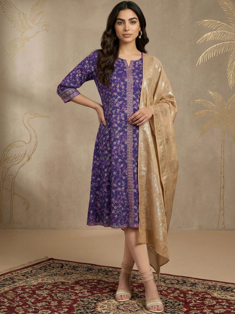 AURELIA Ethnic Motifs Printed Dupatta with Zari - Image 5