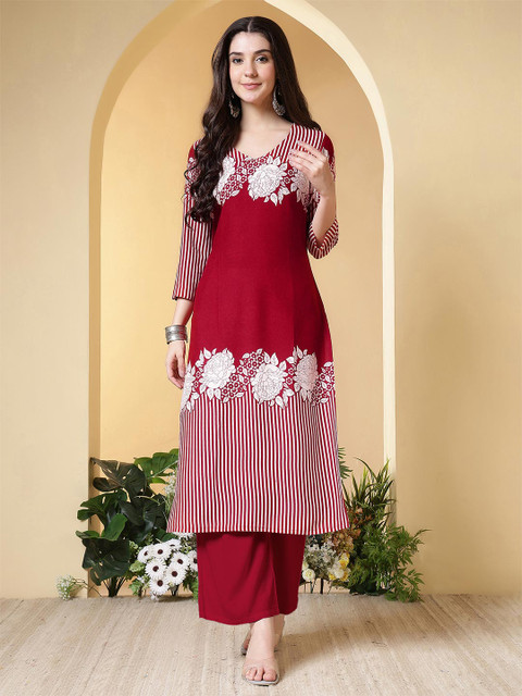 AMOUS Women Floral Printed V-Neck Kurti