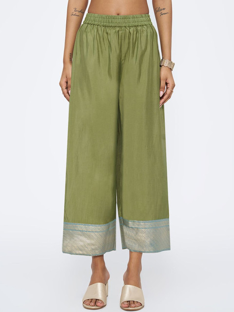 RANGMANCH BY PANTALOONS Women Ethnic Motifs Cropped Ethnic Palazzos