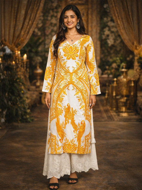 Aarsi Women Ethnic Motifs Printed V-Neck Kurti