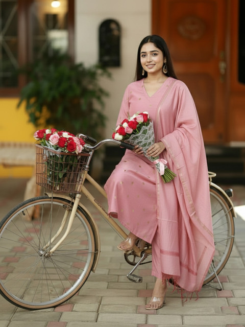 Aaghnya Women Ethnic Motifs Printed Regular Kurta with Trousers & With Dupatta - Image 6