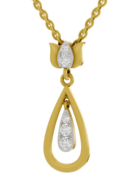 SPARQ 925925 Sterling Silver Gold Diamond Studded Pendant- 2.28 g