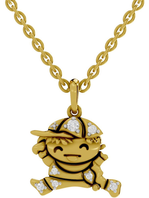 SPARQ 925925 Sterling Silver Gold Diamond Studded Pendant - 2.6 g