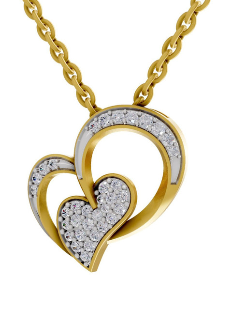 SPARQ 925 Sterling Silver Gold Diamond Studded Pendant - 2.22 g