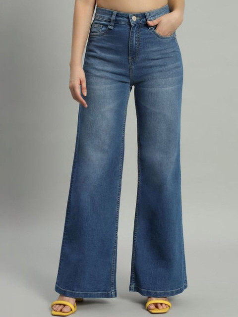 KASHIAN Women Comfort Flared High-Rise Light Fade Stretchable Jeans