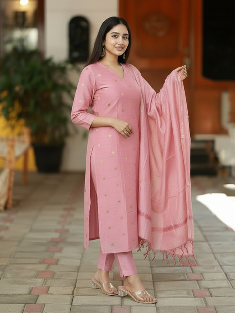 Aaghnya Women Ethnic Motifs Printed Regular Kurta with Trousers & With Dupatta - Image 2