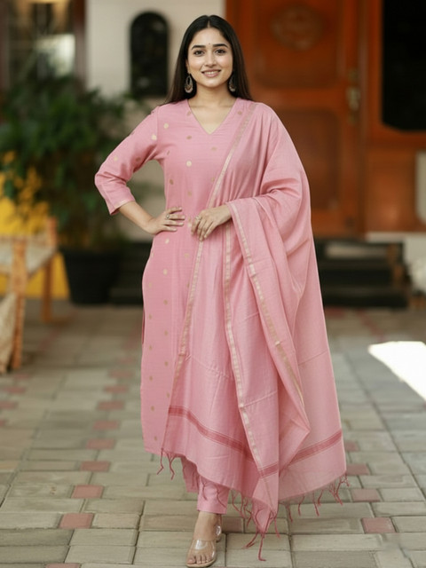 Aaghnya Women Ethnic Motifs Printed Regular Kurta with Trousers & With Dupatta - Image 4