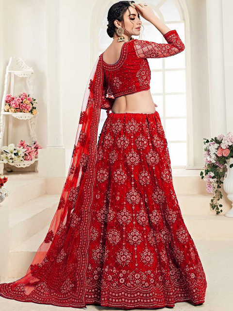 REELOVE FACTORY Embroidered Thread Work Semi-Stitched Lehenga & Unstitched Blouse - Image 3
