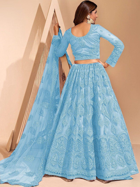 REELOVE FACTORY Embellished Sequinned Semi-Stitched Lehenga & Unstitched Blouse With Dupatta - Image 3