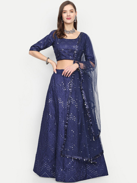 REELOVE FACTORY Embellished Sequinned Semi-Stitched Lehenga & Blouse With Dupatta