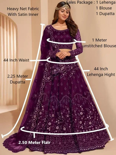 REELOVE FACTORY Embroidered Thread Work Semi-Stitched Lehenga & Blouse With Dupatta - Image 6