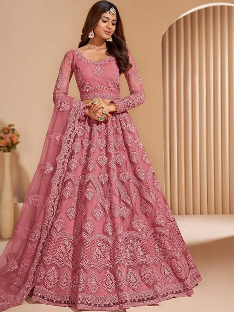 REELOVE FACTORY Embellished Sequinned Semi-Stitched Lehenga & Unstitched Blouse With Dupatta