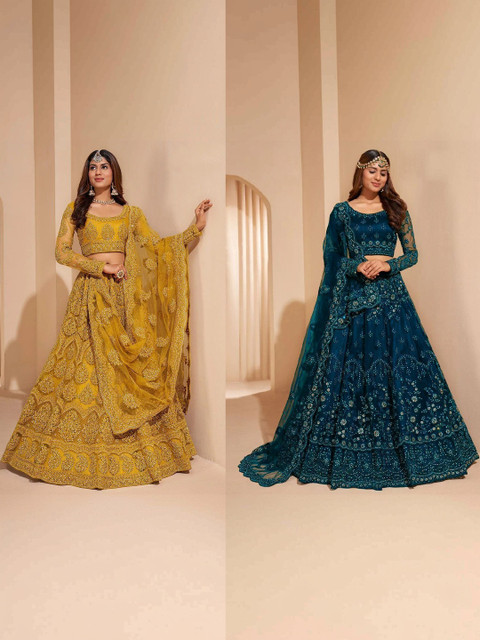 REELOVE FACTORY Embroidered Semi-Stitched Lehenga & Unstitched Blouse With Dupatta