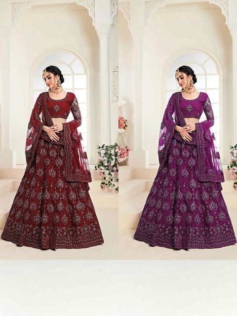 REELOVE FACTORY Embellished Sequinned Semi-Stitched Lehenga & Unstitched Blouse With Dupatta