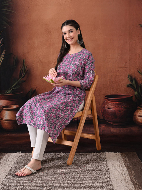 Anouk Rustic Women Floral Printed Indie Prints Kurta