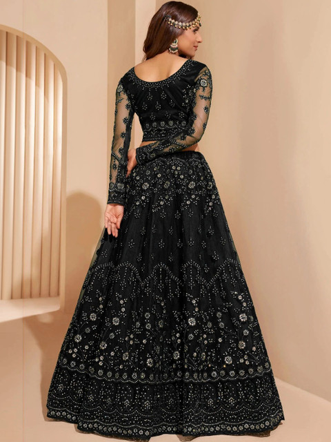 REELOVE FACTORY Embellished Sequinned Semi-Stitched Lehenga & Unstitched Blouse With Dupatta - Image 4