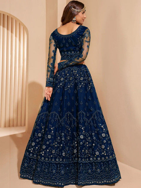 REELOVE FACTORY Embellished Sequinned Semi-Stitched Lehenga & Unstitched Blouse With Dupatta - Image 4