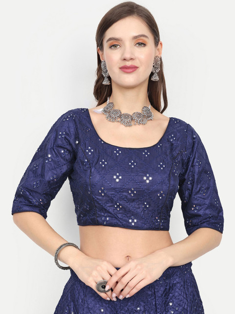 REELOVE FACTORY Embellished Sequinned Semi-Stitched Lehenga & Blouse With Dupatta - Image 6