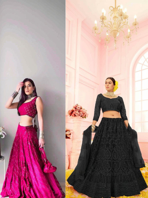 REELOVE FACTORY Embellished Sequinned Semi-Stitched Lehenga & Blouse With Dupatta - Image 3