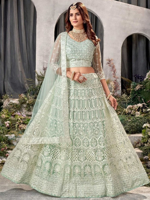 REELOVE FACTORY Embellished Sequinned Semi-Stitched Lehenga & Blouse With Dupatta