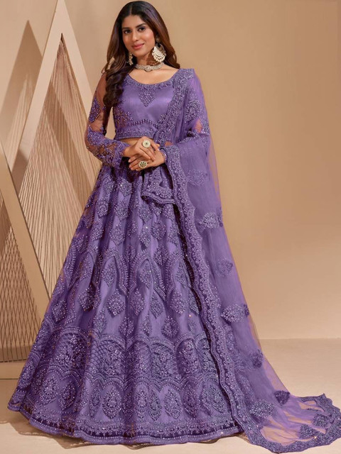 REELOVE FACTORY Embellished Sequinned Semi-Stitched Lehenga & Unstitched Blouse With Dupatta - Image 3