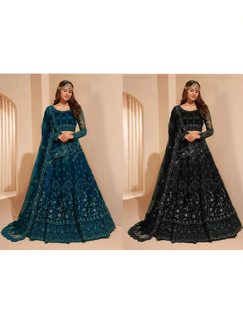 REELOVE FACTORY Embellished Sequinned Semi-Stitched Lehenga & Unstitched Blouse With Dupatta