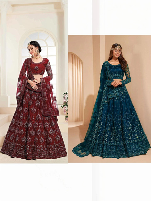 REELOVE FACTORY Embellished Sequinned Semi-Stitched Lehenga & Blouse With Dupatta
