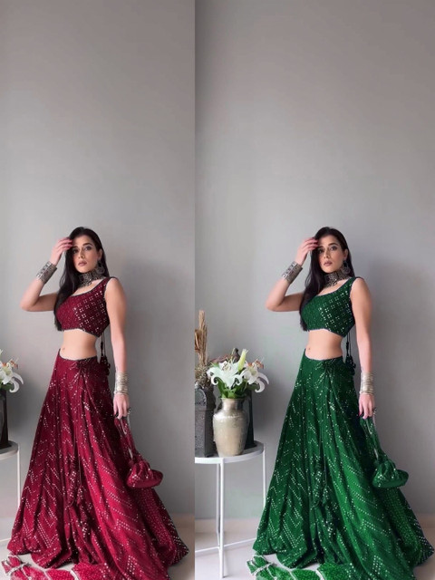 REELOVE FACTORY Embellished Sequinned Semi-Stitched Lehenga & Unstitched Blouse - Image 5